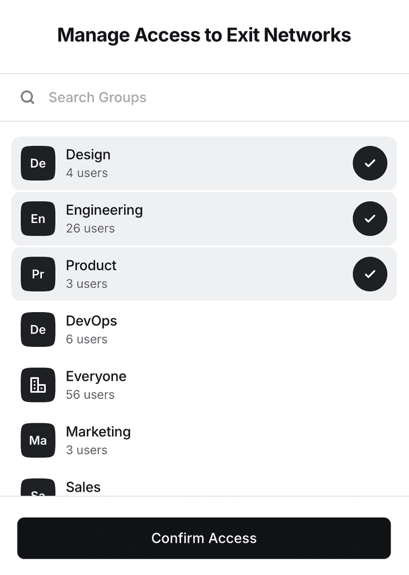 Group selected for Exit Networks