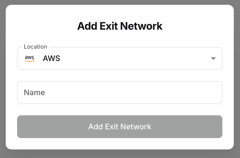 Creating a new Exit Network