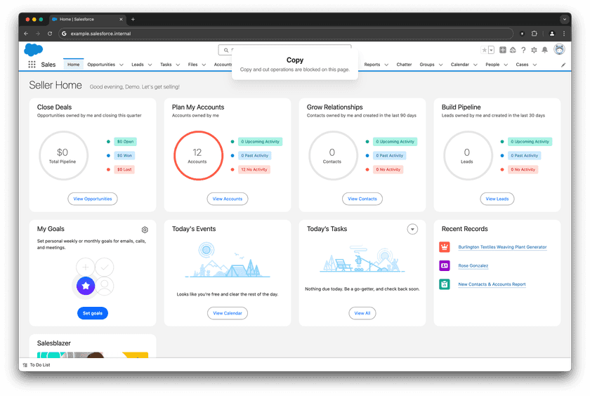 Twingate's browser extension blocking a copy action