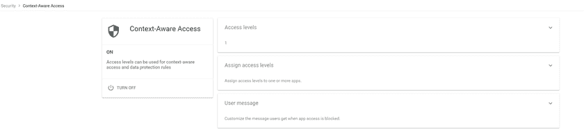 Context-Aware Access screen